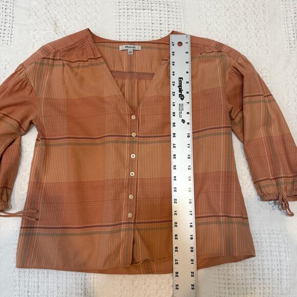 Madewell XXS Morningview tie sleeve button front v neck blouse top TB 2789 - Picture 4 of 11